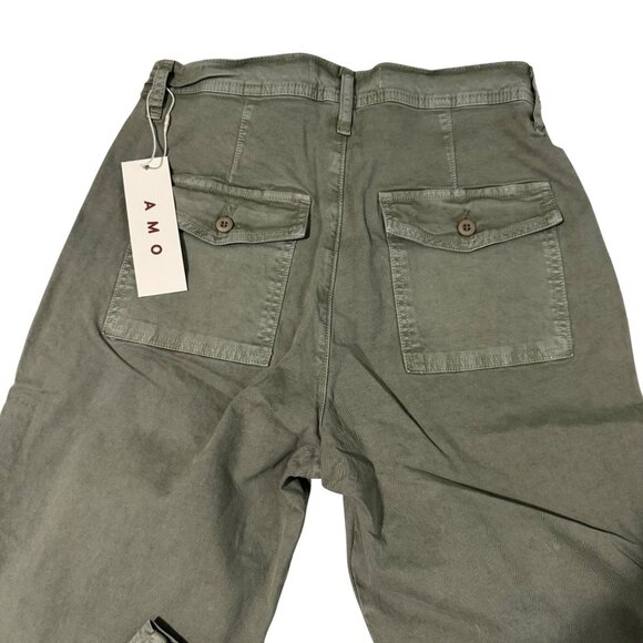 Amo Sybil Military Twill Pant Womens Tapered Fit Low Rise Army Green Size 27 - Picture 12 of 13